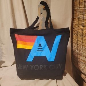 Aviator Nation New York City Large Black Canvas Tote Bag